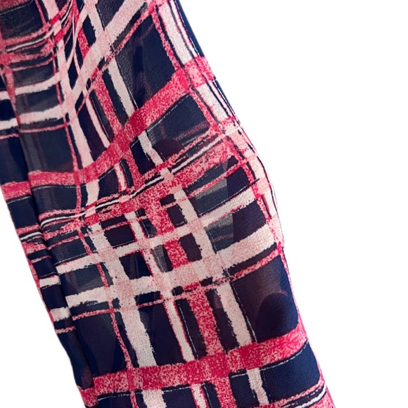 PaperMoon Stitch Fix XSP Navy pink pullover semi sheer, pockets, roll sleeve EUC - Picture 4 of 8